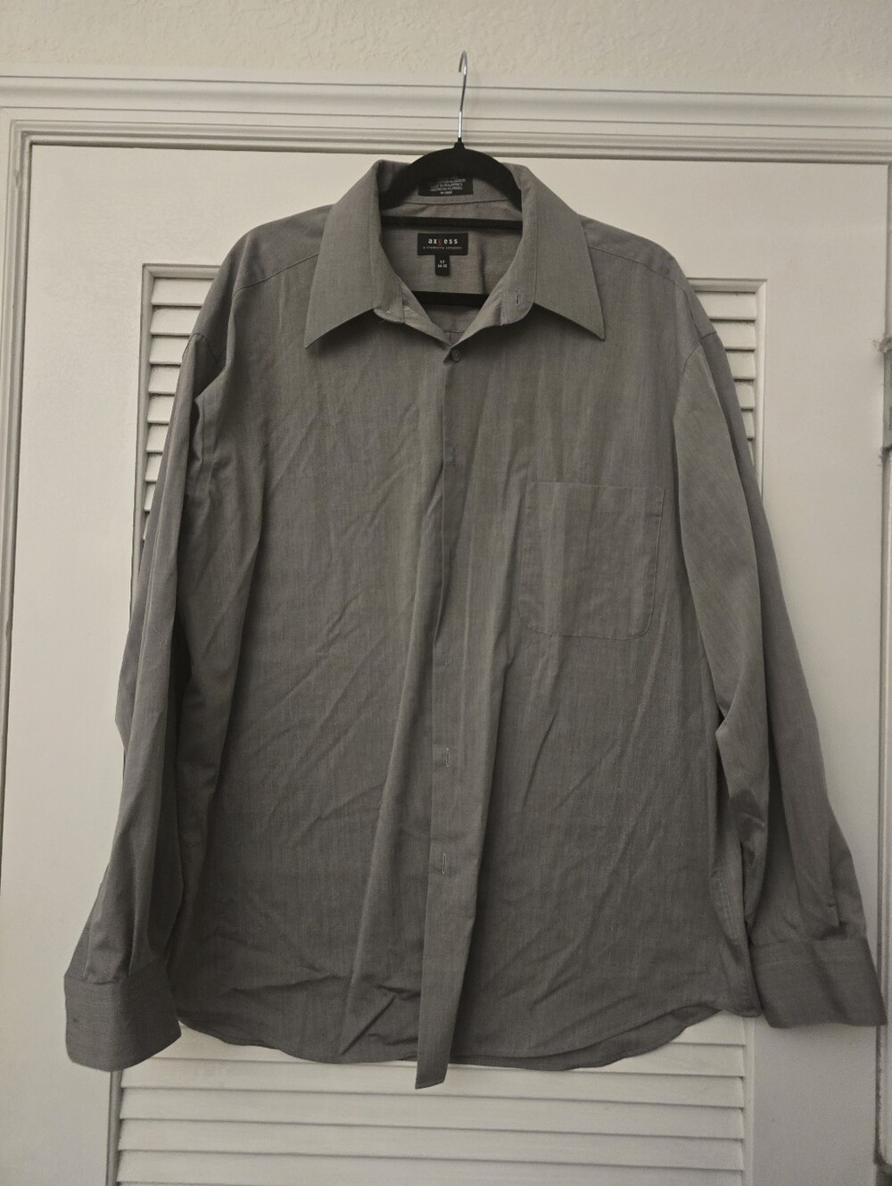 Axcess Men's Gray Long-Sleeve Button-Up 100% Cotton Dress Shirt Size XL